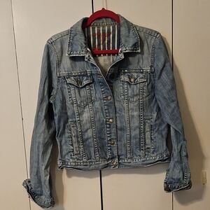 American Eagle Outfitters Distressed Light Blue Jean Jacket, XL